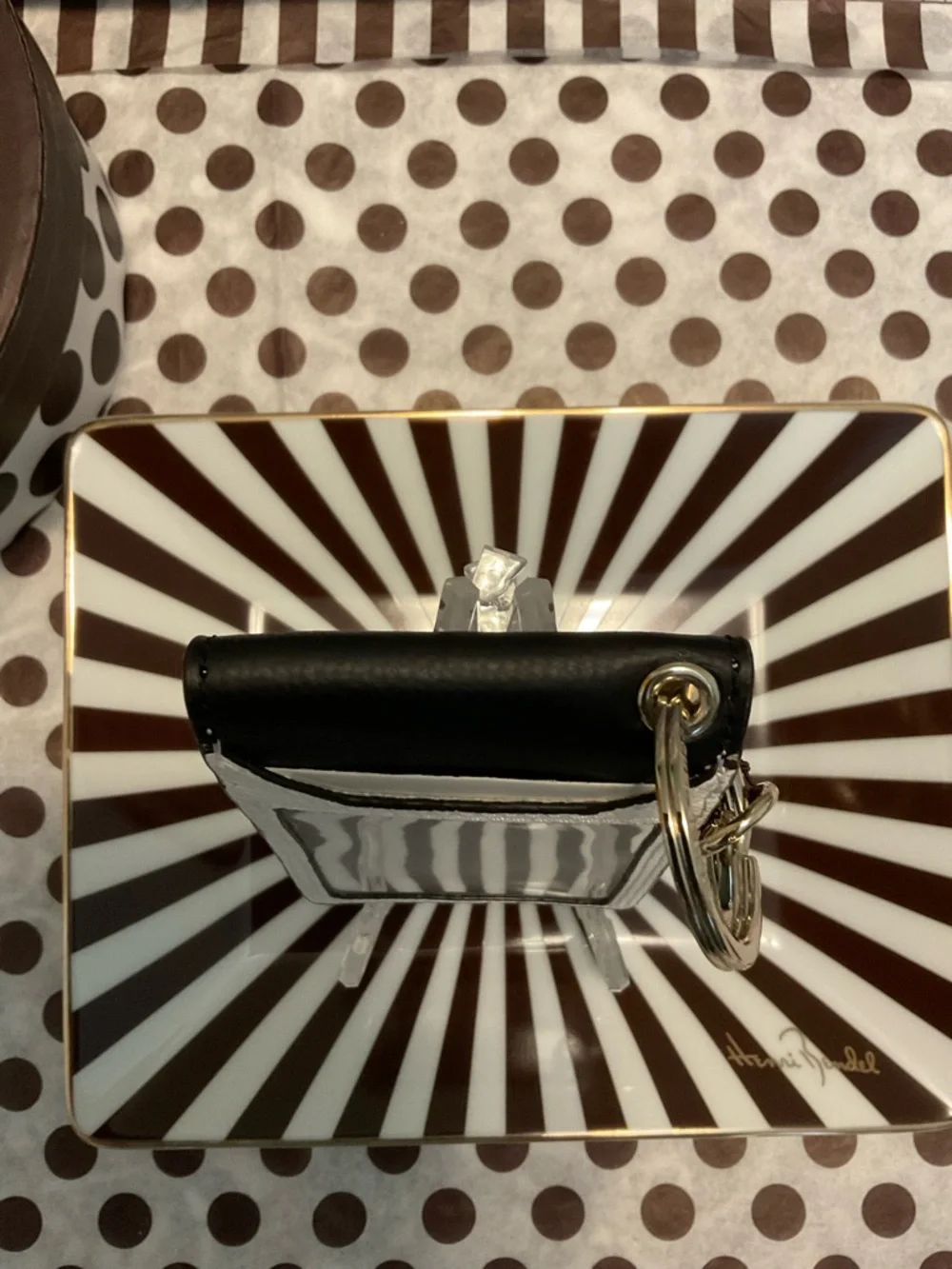 NWT Henri Bendel Quinn Card Case Holder Key Chain Purse Charm w Dust Bag